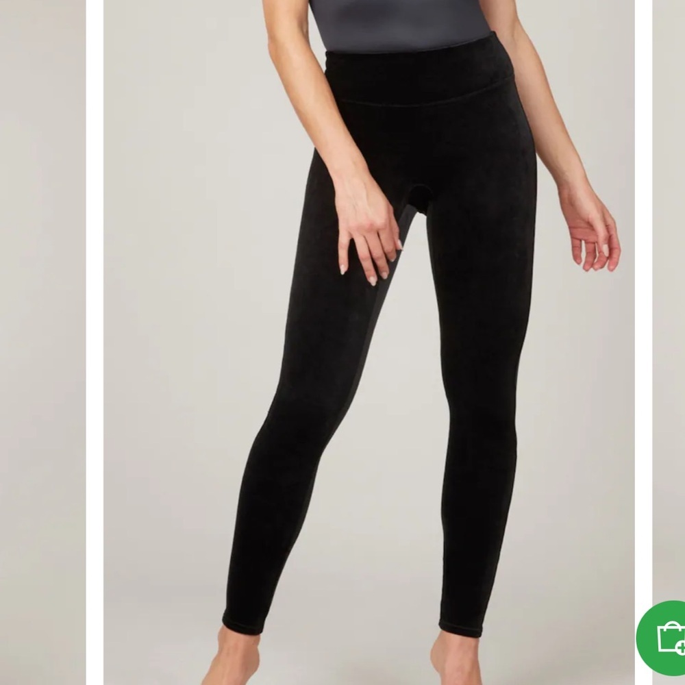 SPANX® Black Velvet Leggings‎ High Waisted Skinny Holiday Winter Small S